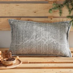 Coussin en coton HORS PISTE 40 x 60 - gris clair Montagne