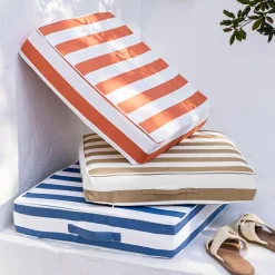 Coussin matelas en polyester PORNIC exterieur rayé bleu