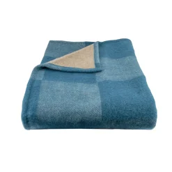 Couverture et chemin de lit à motif damier réversible VERSAILLES CEDRE BIZET