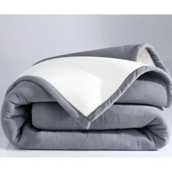 Couverture Polaire Bicolore Gris & Naturel