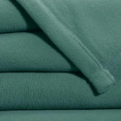 Couverture POLAIRE unie microfibre tempérée eucalyptus
