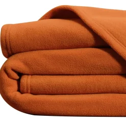 Couverture POLAIRE UNIE microfibre tempérée orange cuivré