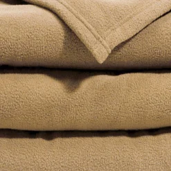 Couverture POLAIRE UNIE microfibre tempérée beige
