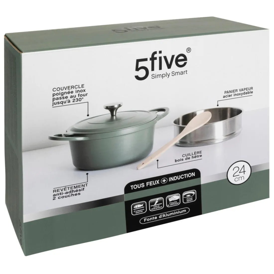 Cuiseur vapeur fonte d'aluminium vert