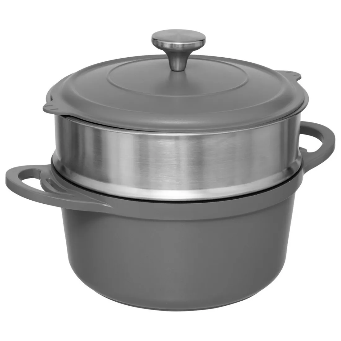 Cuiseur vapeur fonte d'aluminium gris