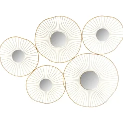 Décoration Murale 5 Miroirs Doré