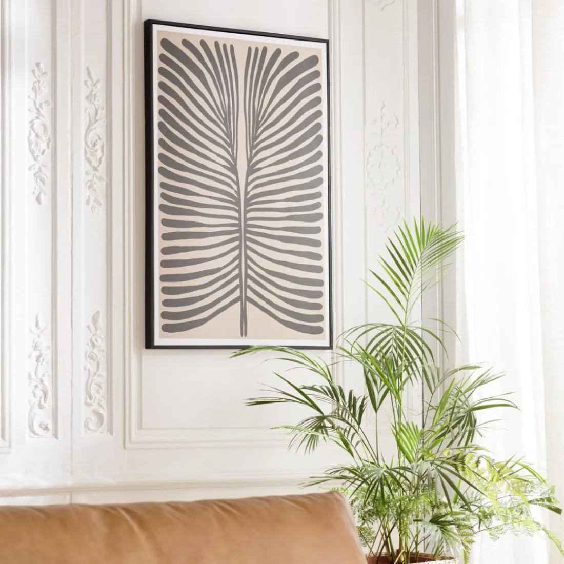 Décoration murale A en papier japonais, cadre noir HOMER