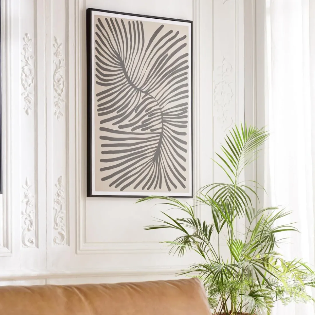 Décoration murale B en papier japonais, cadre noir HOMER