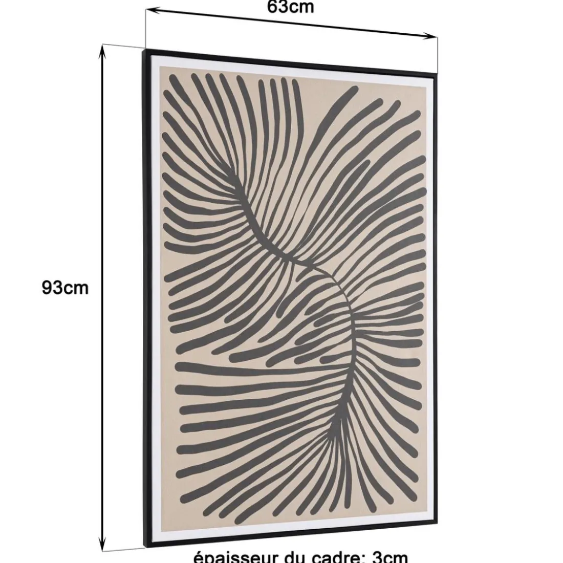 Décoration murale B en papier japonais, cadre noir HOMER