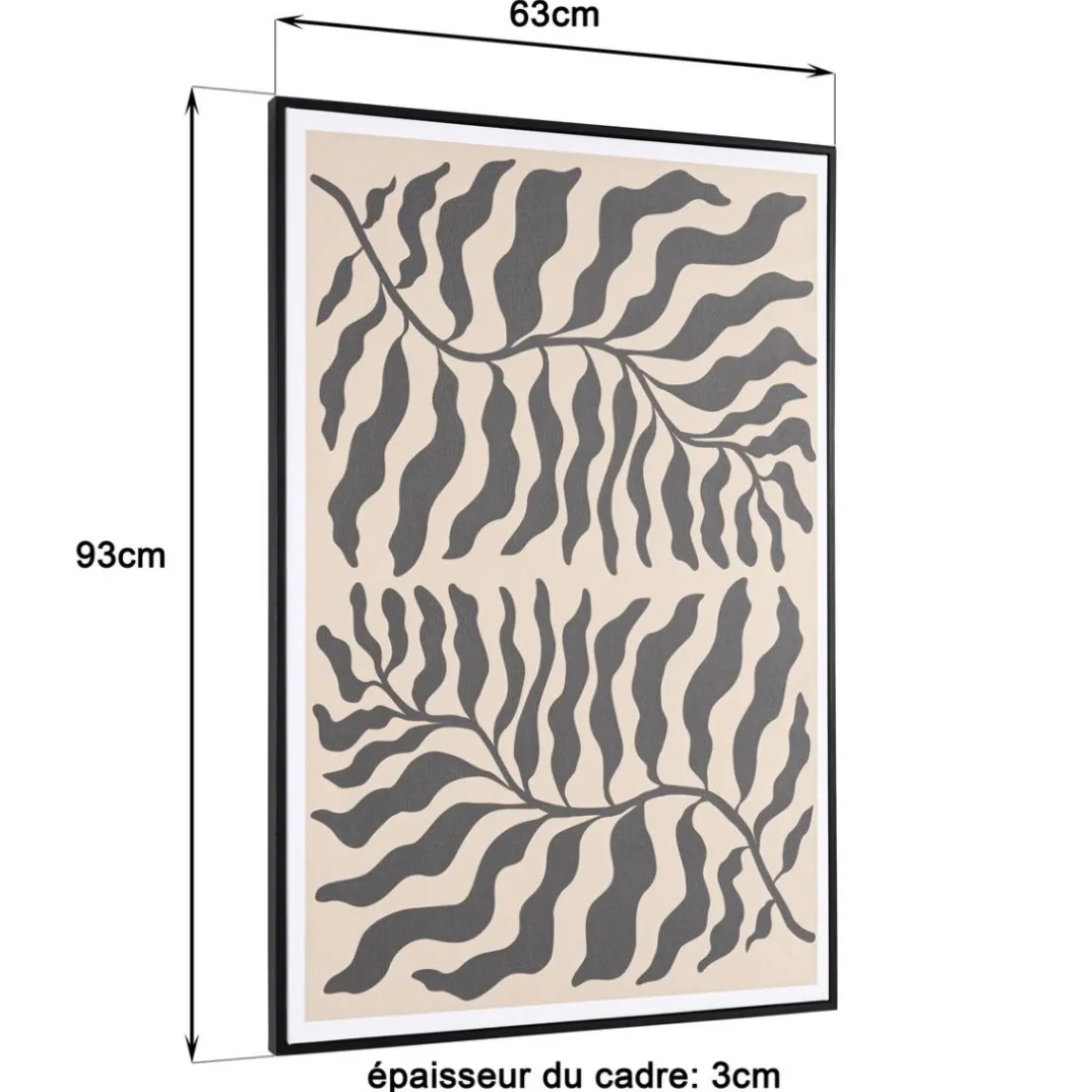 Décoration murale C en papier japonais, cadre noir HOMER