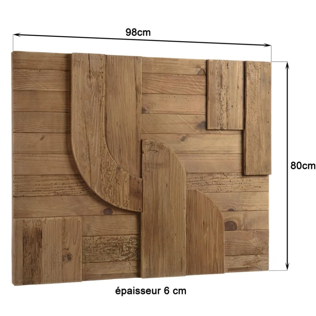 Décoration murale C formes géométriques en Pin recyclé SANDY Marron