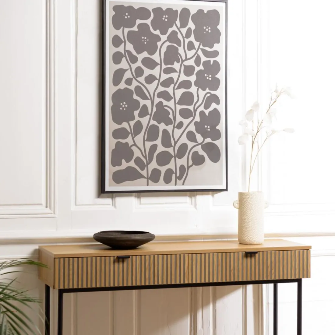 Décoration murale D en papier japonais, cadre noir HOMER