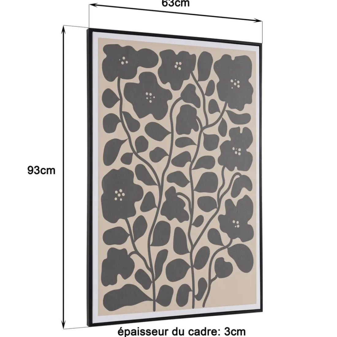 Décoration murale D en papier japonais, cadre noir HOMER