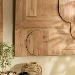 Décoration murale D formes géométriques en Pin recyclé SANDY Marron