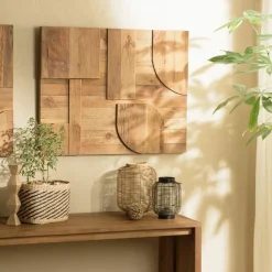 Décoration murale en pin recyclé formes géométriques SANDY marron