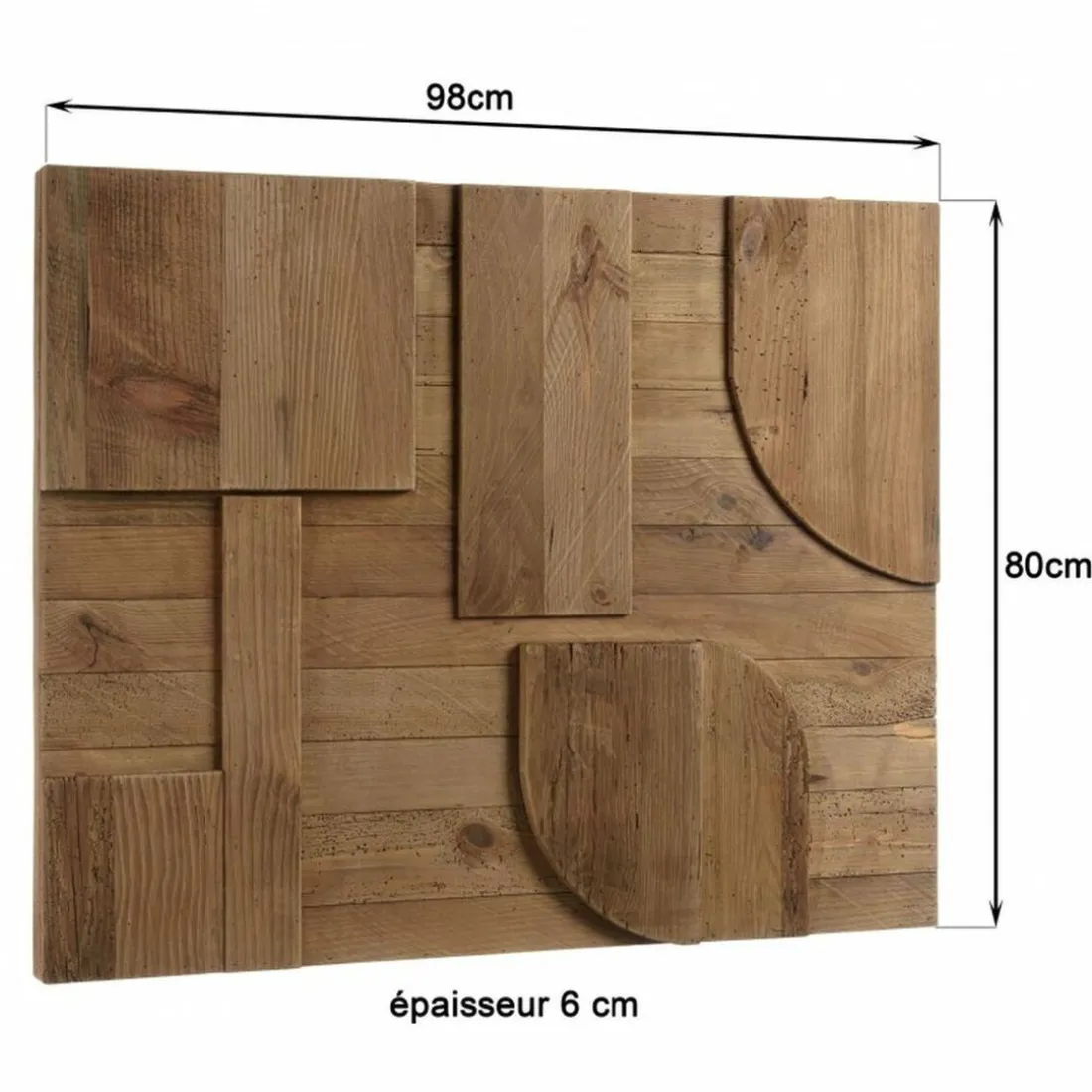 Décoration murale en pin recyclé formes géométriques SANDY marron