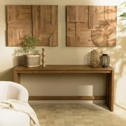 Décoration murale en pin recyclé formes géométriques SANDY marron