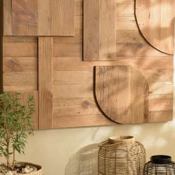 Décoration murale en pin recyclé formes géométriques SANDY marron