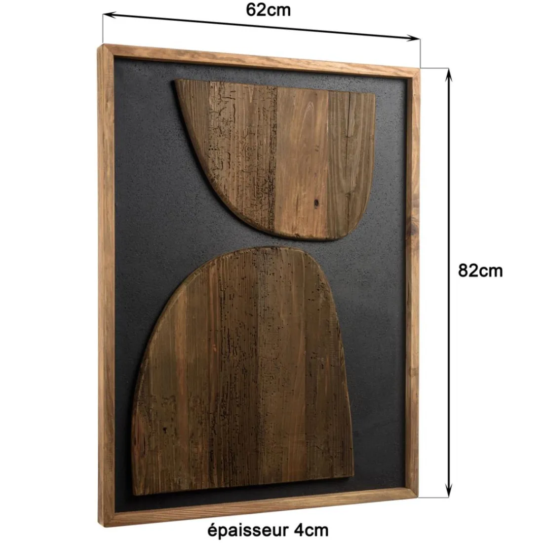 Décoration murale formes sur fond noir Pin recyclé SANDY