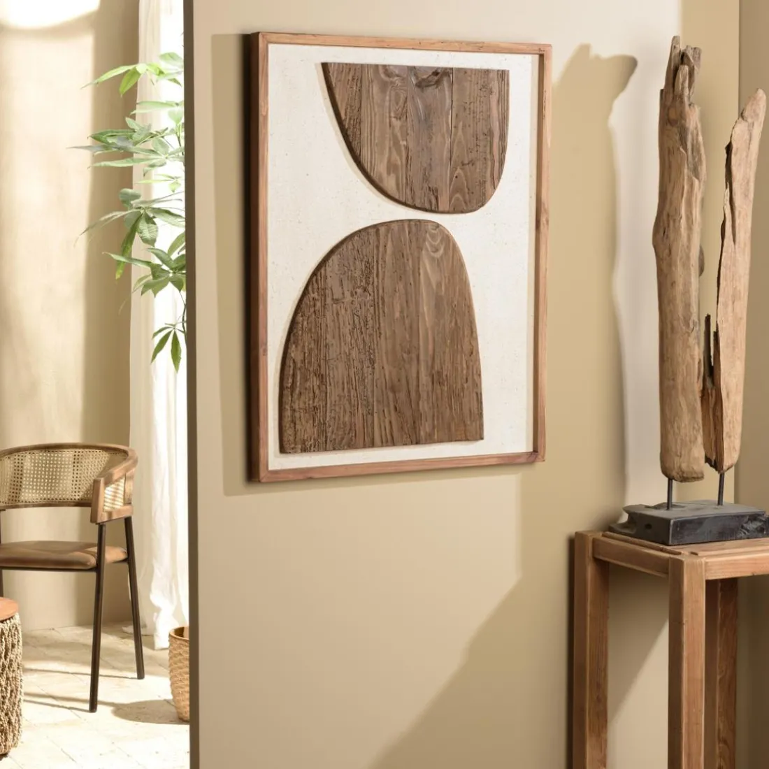 Décoration murale formes sur fond blanc en Pin recyclé SANDY