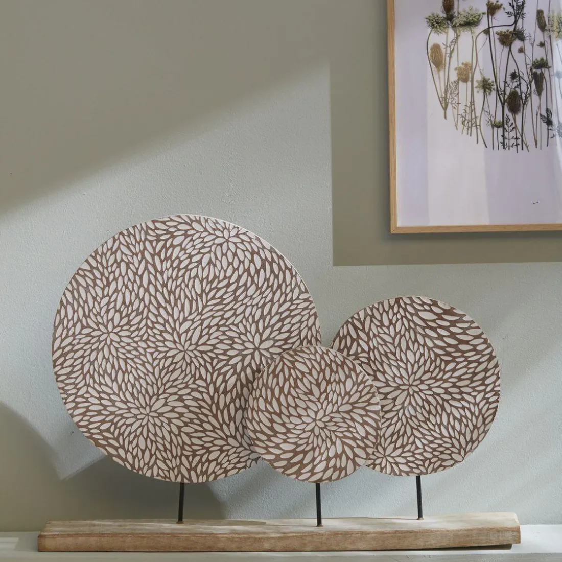 Deco a poser Beige Bois de manguier FACTORY - 3 pièces