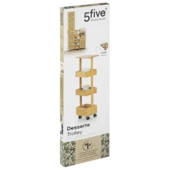 Desserte à roulette 4 niveaux en bambou