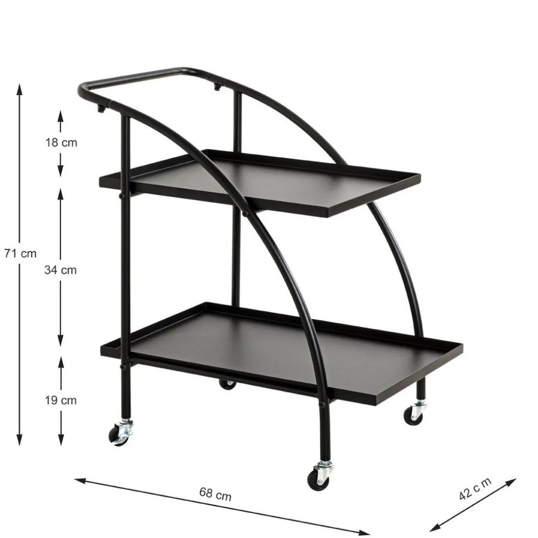Desserte à roulettes 2 étagères