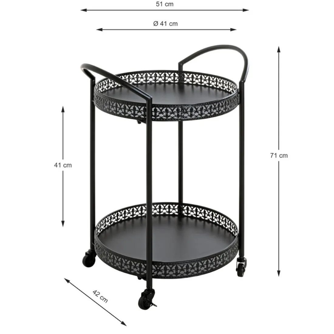Desserte à roulettes métal laqué noir