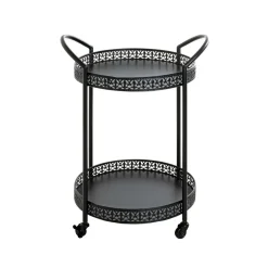 Desserte à roulettes métal laqué noir
