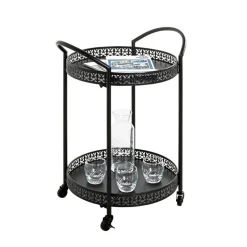 Desserte à roulettes métal laqué noir