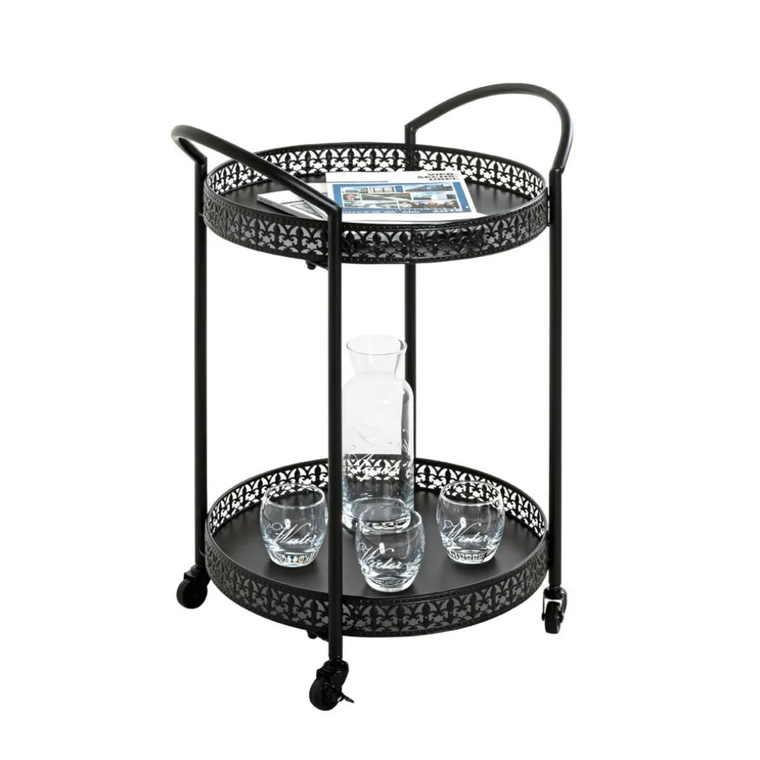 Desserte à roulettes métal laqué noir