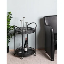 Desserte à roulettes métal laqué noir