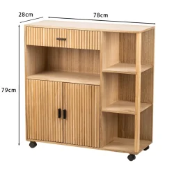 Desserte Chariot Bois Massif Rotin