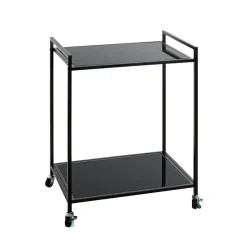 Desserte Noire en Métal avec plateau en Verre laqué