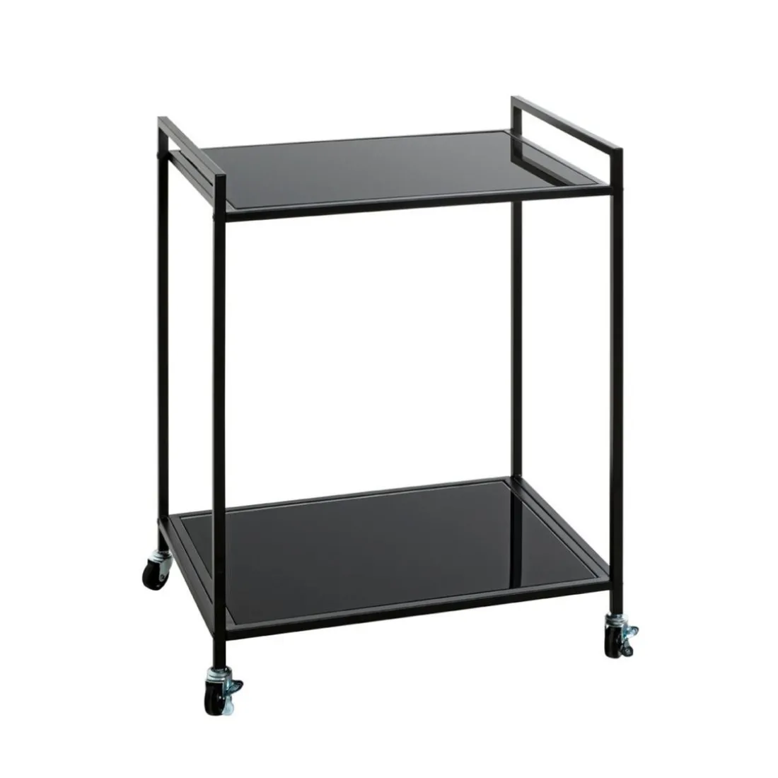 Desserte Noire en Métal avec plateau en Verre laqué