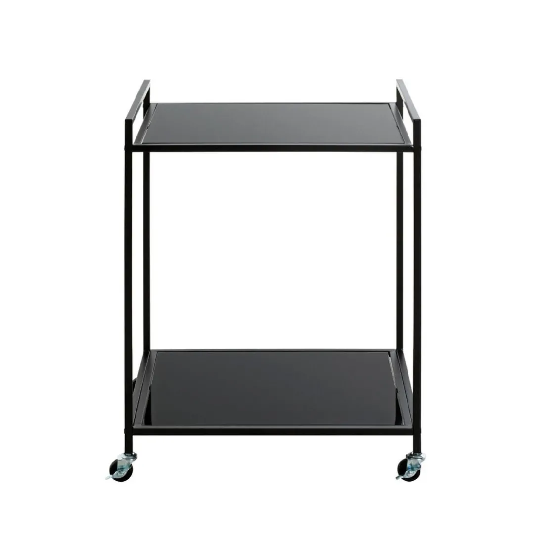 Desserte Noire en Métal avec plateau en Verre laqué