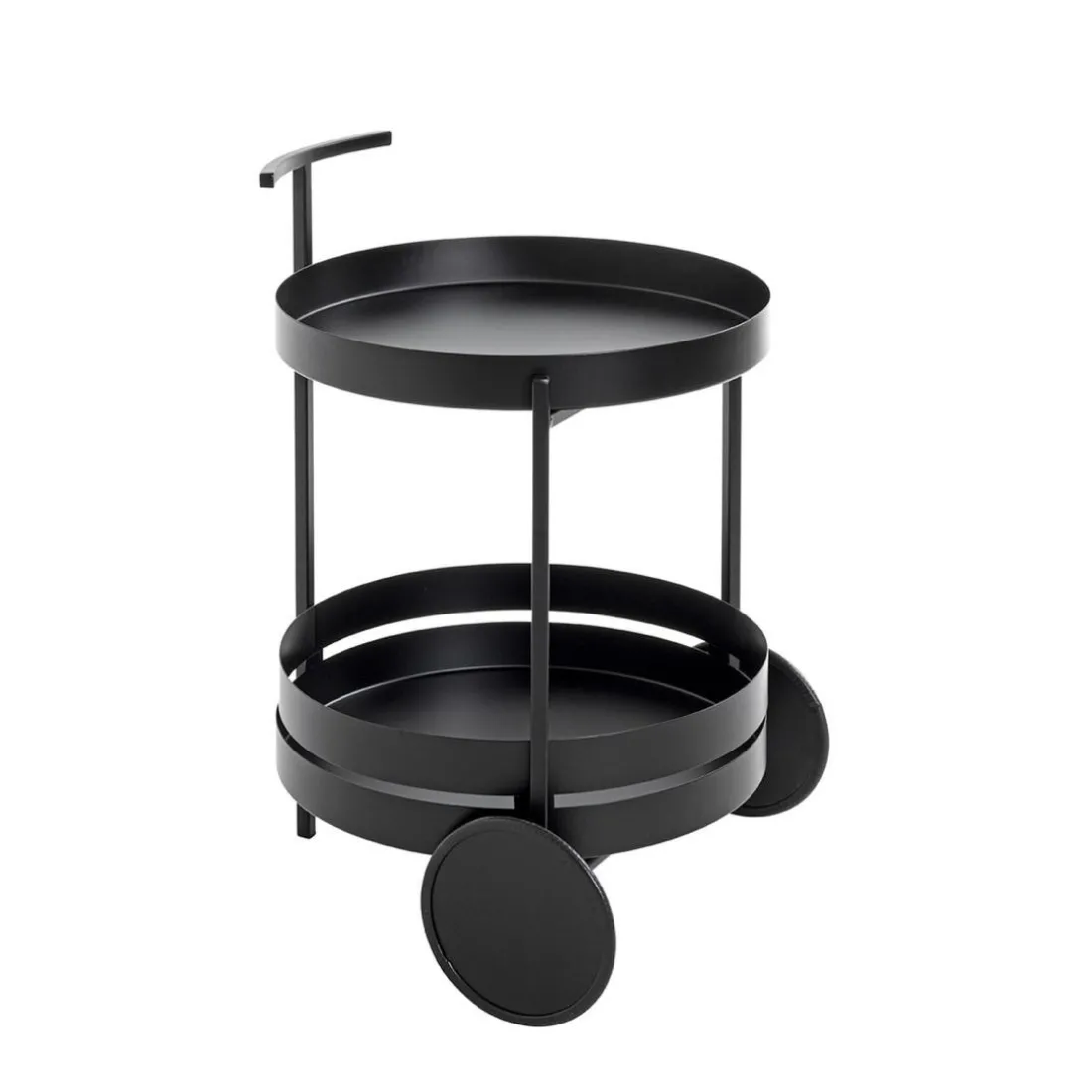 Desserte ronde double plateau noir mat