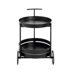 Desserte ronde double plateau noir mat