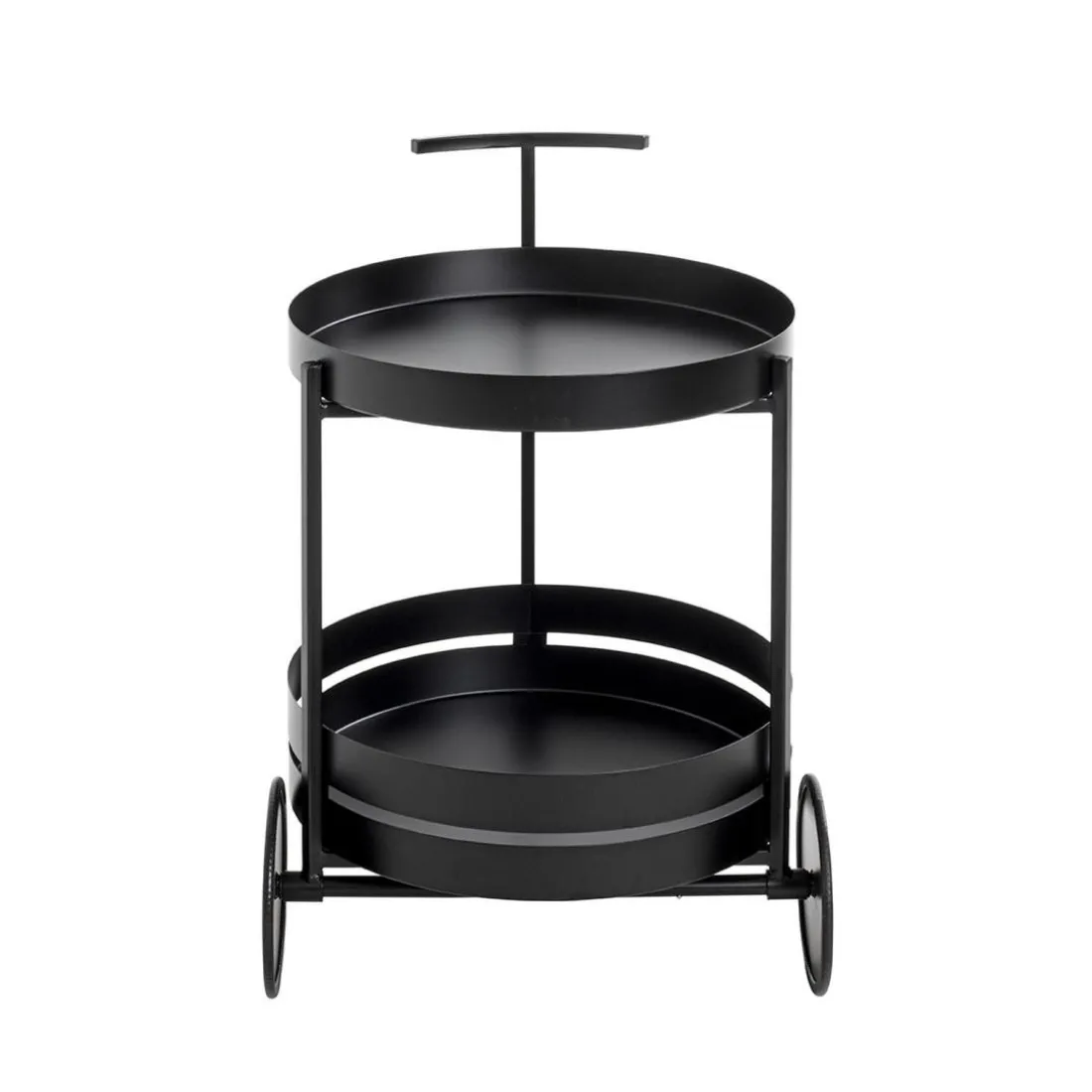 Desserte ronde double plateau noir mat