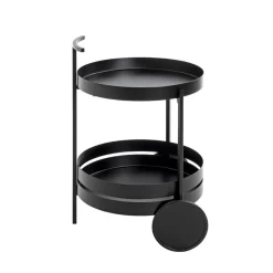 Desserte ronde double plateau noir mat