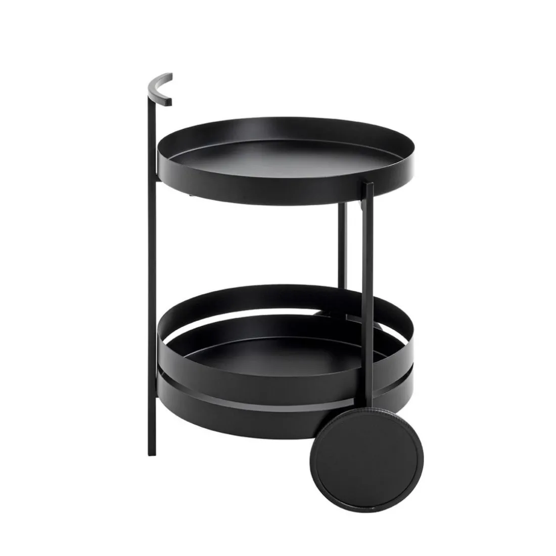 Desserte ronde double plateau noir mat