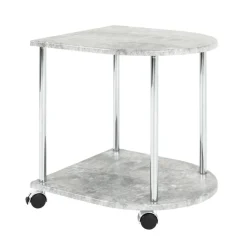 Desserte sur roulette avec plateau demi rond en bois et structure en acier chromé