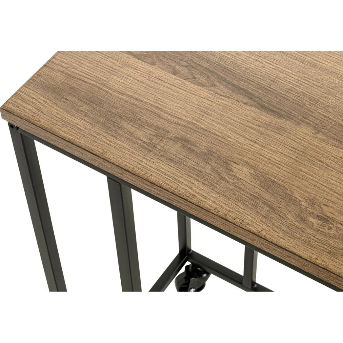 Desserte sur roulettes décor chêne