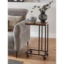 Desserte sur roulettes décor chêne