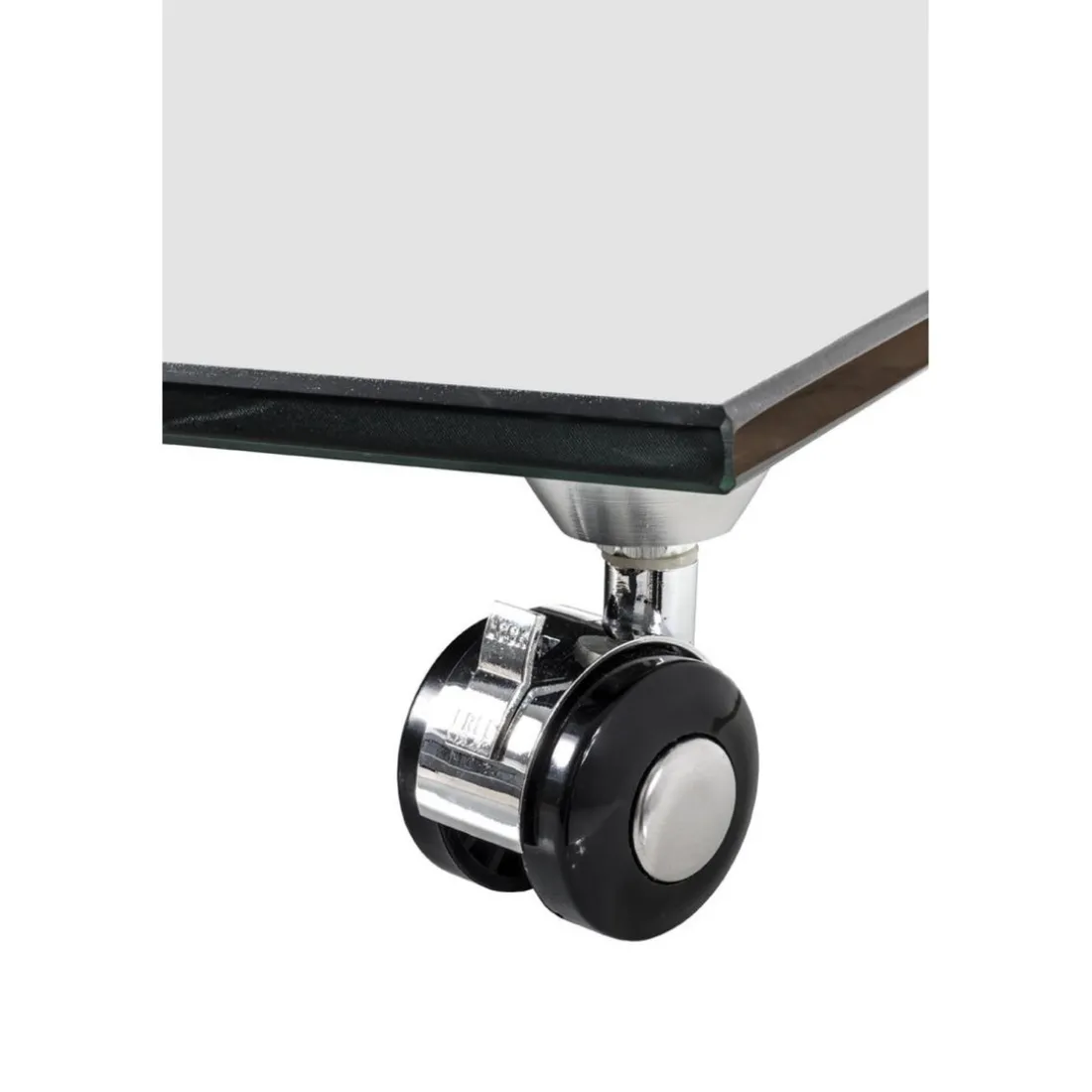 Desserte sur roulettes en verre transparent de 12 m avec intérieur laqué Blanc et extérieur laqué Noir