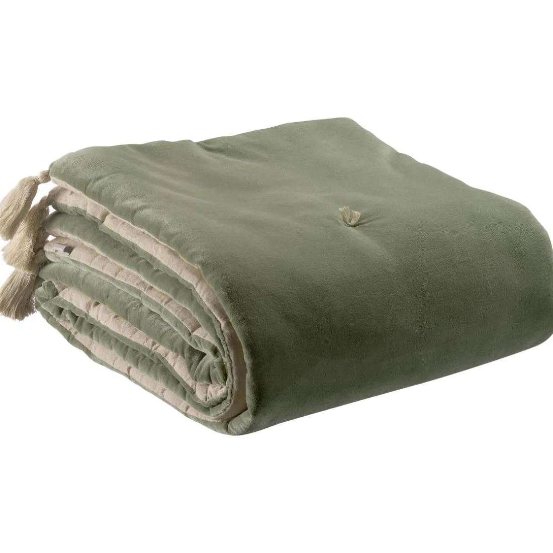 Edredon pompons Elise Verveine 80 x 180