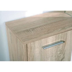 Enfilade de 7 rangements en bois 115 x 30 CM Blanche et Naturelle ELVEZIA