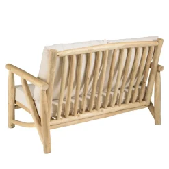 Ensemble canapé 2 places 2 fauteuils 1 table basse en teck MADURA Blanc