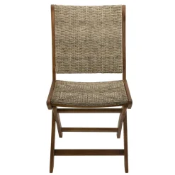 Ensemble de 2 chaises de jardin pliantes en bois Acacia et rotin synthétique