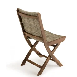 Ensemble de 2 chaises de jardin pliantes en bois Acacia et rotin synthétique